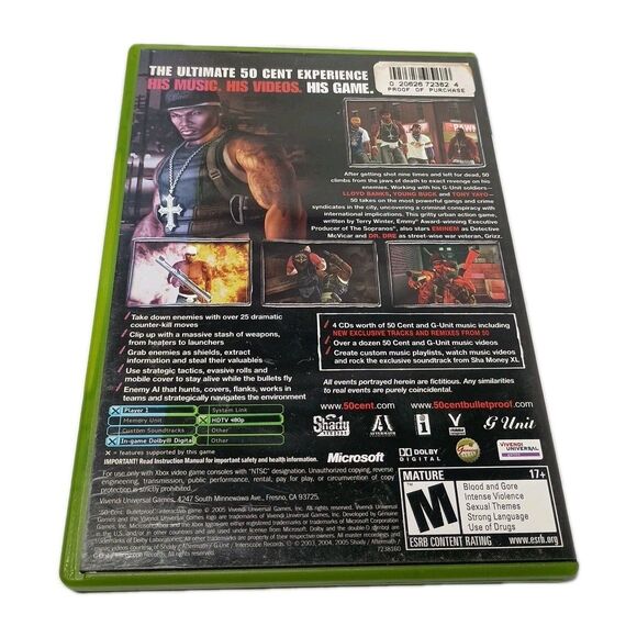 50 Cent Bulletproof Original Xbox CIB Complete Box Rare Black Label Video Game - Picture 2 of 14